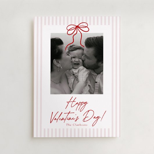 Striped,  Bow Valentines Day Photo Card シーズンカード