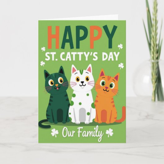 Striped Cat Family Card カード (正面)