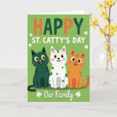 Striped Cat Family Card カード (黄色い花)