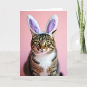 Striped Cat Festive Ears Portrait Card カード (正面)