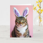 Striped Cat Festive Ears Portrait Card カード (黄色い花)