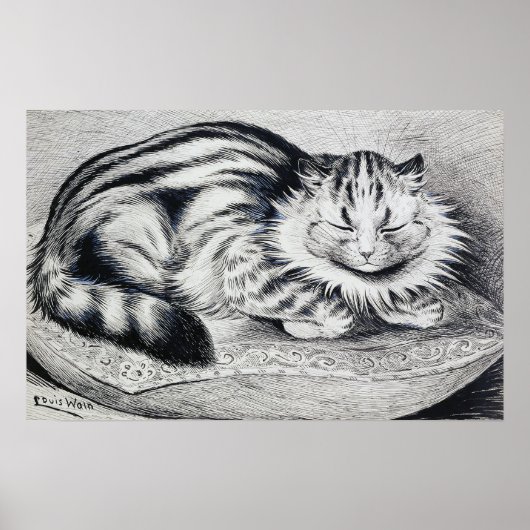 Striped Cat, Louis Wain ポスター (正面)