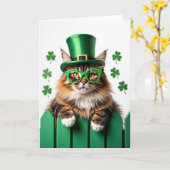 Striped Cat St Patricks Day Card カード (黄色い花)