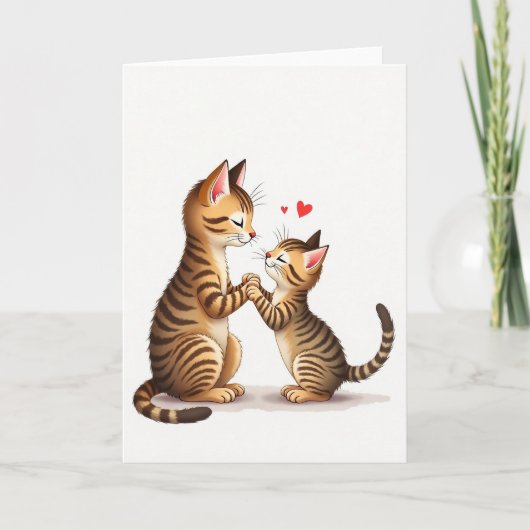 Striped Cats Mothers Day Love Card カード (正面)