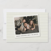 Striped Christmas Card with Custom Polaroid Photo  シーズンカード (正面)