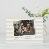 Striped Christmas Card with Custom Polaroid Photo  シーズンカード (スタンド正面)