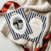 Striped Christmas Card with Photo シーズンカード