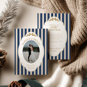 Striped Christmas Card with Photo シーズンカード