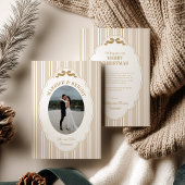 Striped Christmas Card with Photo シーズンカード
