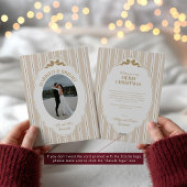 Striped Christmas Card with Photo シーズンカード