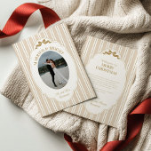Striped Christmas Card with Photo シーズンカード