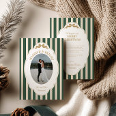 Striped Christmas Card with Photo シーズンカード