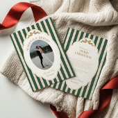 Striped Christmas Card with Photo シーズンカード