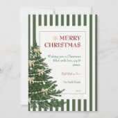 Striped Christmas Holiday Card with Pine Tree シーズンカード (正面)