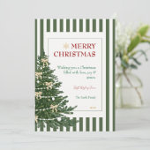 Striped Christmas Holiday Card with Pine Tree シーズンカード (スタンド正面)