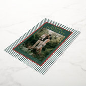 Striped Classic Holiday Photo 箔シーズンカード (回転した状態)