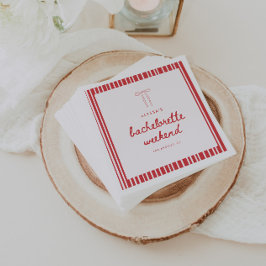 Striped Coquette Bow Custom Bachelorette スタンダードカクテルナプキン