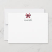 Striped Crimson Red Bow Cute Nursery Note Card ノートカード (正面)
