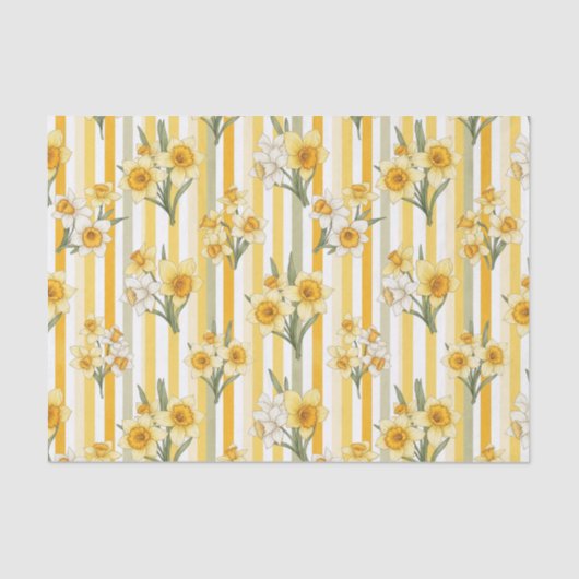 Striped Daffodil Floral Pattern (1) 薄葉紙 (正面)