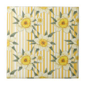 Striped Daffodil Floral Pattern (2) タイル (正面)