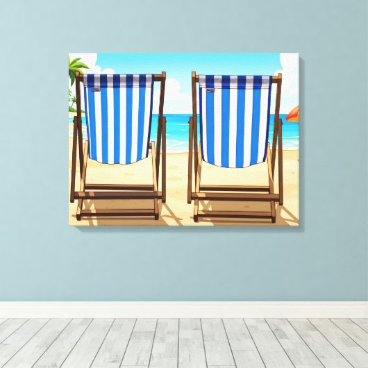 Striped deckchairs canvas print キャンバスプリント (インサイチュ (ウッドフロア))
