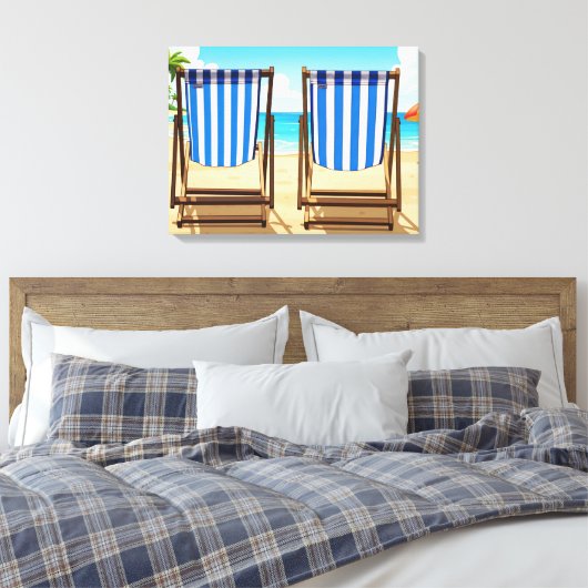 Striped deckchairs canvas print キャンバスプリント (インサイチュ (寝室))
