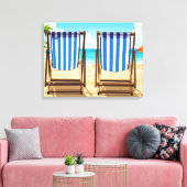 Striped deckchairs canvas print キャンバスプリント (インサイチュ (リビング))