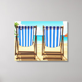 Striped deckchairs canvas print キャンバスプリント