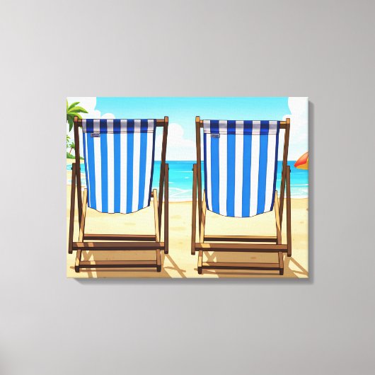 Striped deckchairs canvas print キャンバスプリント (正面)