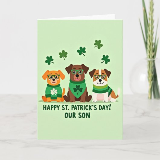 Striped Dogs Happy Day Son Card カード (正面)