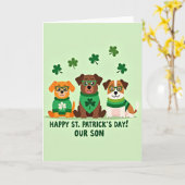 Striped Dogs Happy Day Son Card カード (黄色い花)