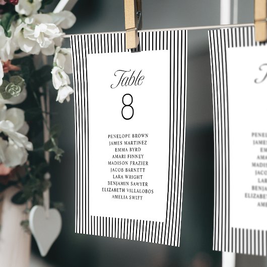Striped Elegance Class Wedding Seating Charts 招待状
