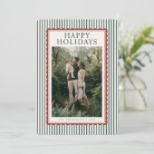 Striped Frame Holiday Photo Collage シーズンカード (スタンド正面)