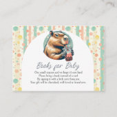 Striped Funny Capybara Baby Shower Books For Baby エンクロージャーカード (正面)