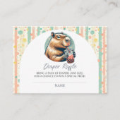 Striped Funny Capybara Baby Shower Diaper Raffle エンクロージャーカード (正面)