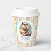 Striped Funny Capybara Personalized Baby Shower 紙コップ (裏面)