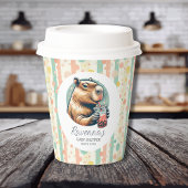 Striped Funny Capybara Personalized Baby Shower 紙コップ
