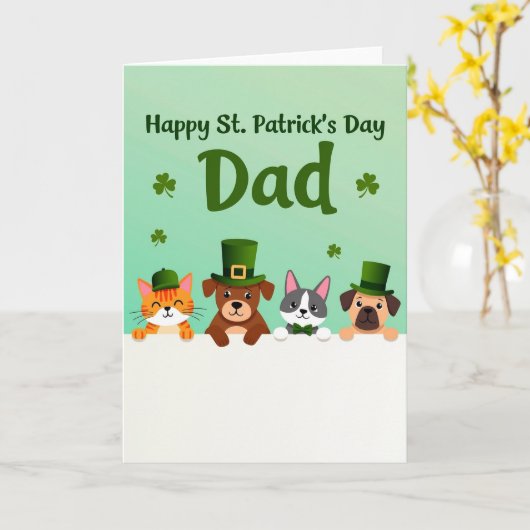 Striped Fur Happy St Patricks Card カード (黄色い花)