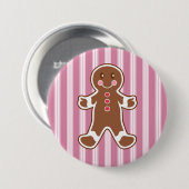 Striped Gingerbread Boy Button 缶バッジ (正面&裏面)