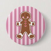 Striped Gingerbread Boy Button 缶バッジ (正面)