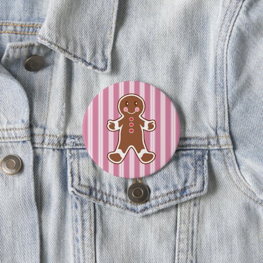 Striped Gingerbread Boy Button 缶バッジ (インサイチュ)