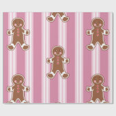 Striped Gingerbread Boy Wrapping Paper  ラッピングペーパー (フラット)