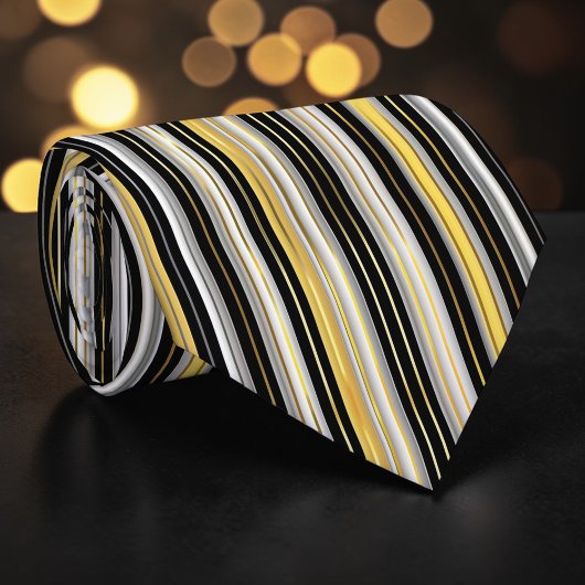 Striped Gold and Silver Necktie ネクタイ