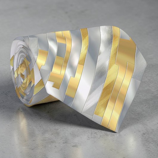 Striped Gold and Silver Necktie ネクタイ