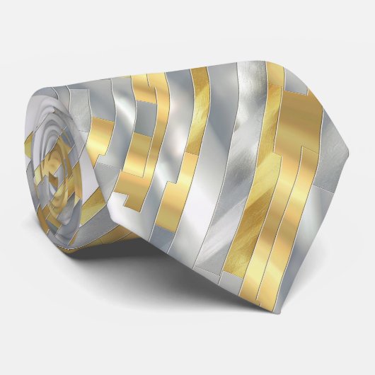Striped Gold and Silver Necktie ネクタイ (ロール)