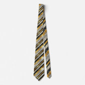 Striped Gold, Black, Silver Necktie ネクタイ (正面)