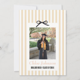 Striped Graduation Party Invitation With a Bow 招待状
