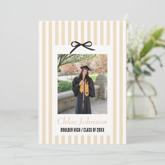 Striped Graduation Party Invitation With a Bow 招待状 (スタンド正面)