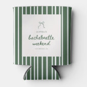 Striped Green Coquette Bow Bachelorette Weekend 缶クーラー (正面)