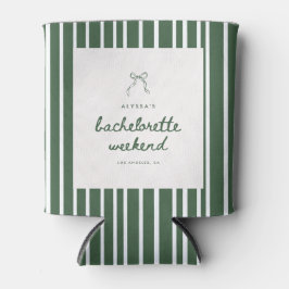 Striped Green Coquette Bow Bachelorette Weekend 缶クーラー